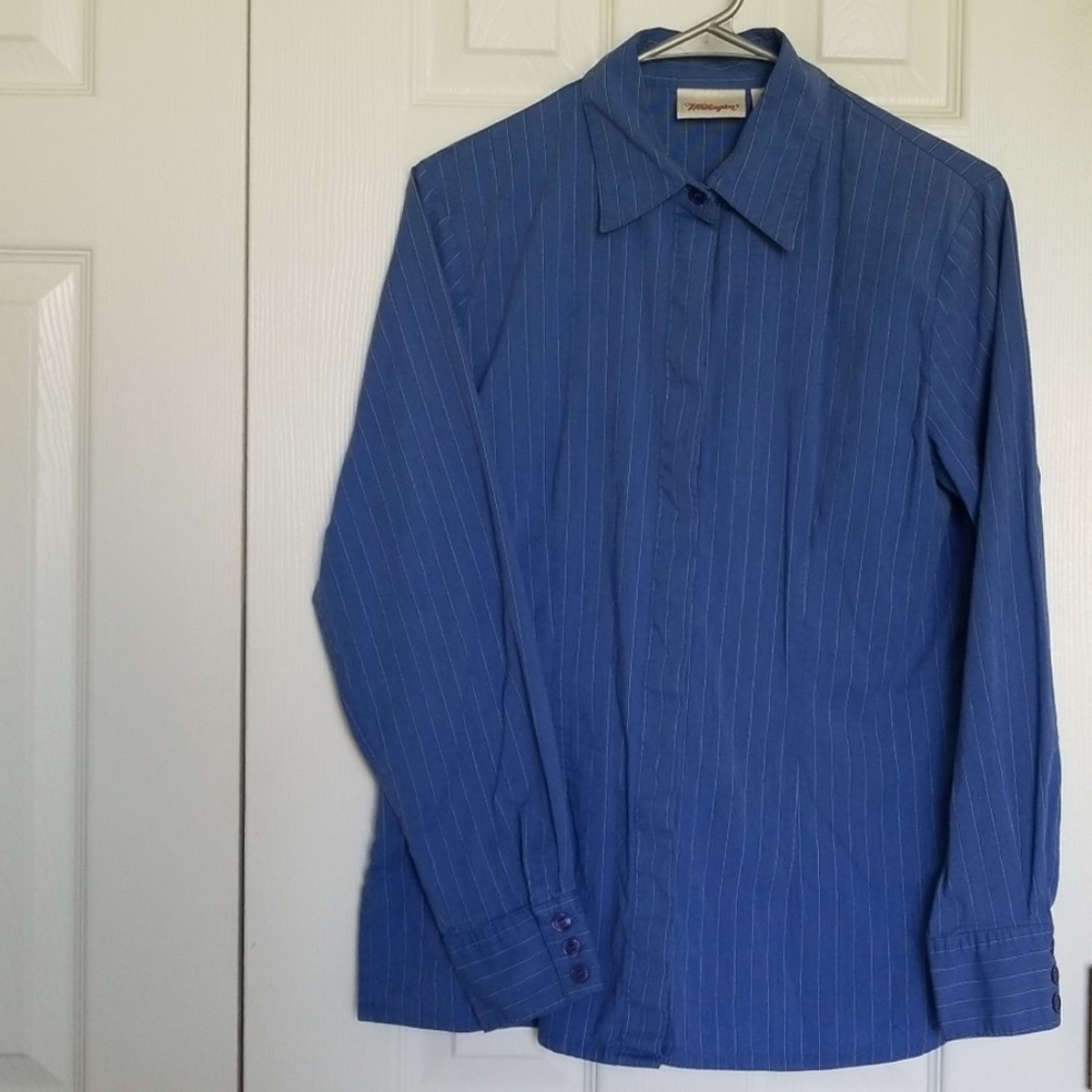Ladies Blouse Blue Pinstripe